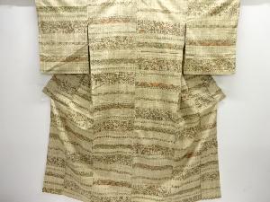 横段に花更紗模様手織り真綿紬着物